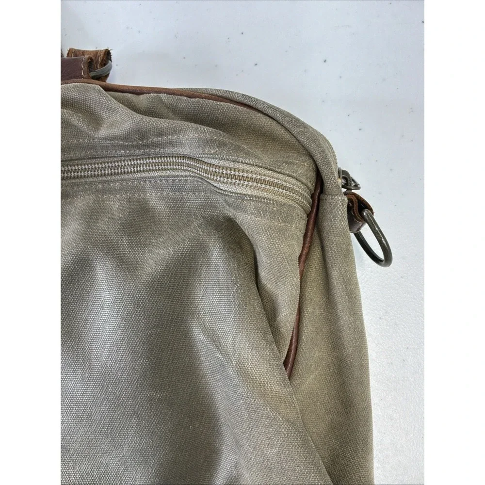 VTG LL Bean Maine Canvas Leather Trim Messenger Briefcase Bag No Strap
